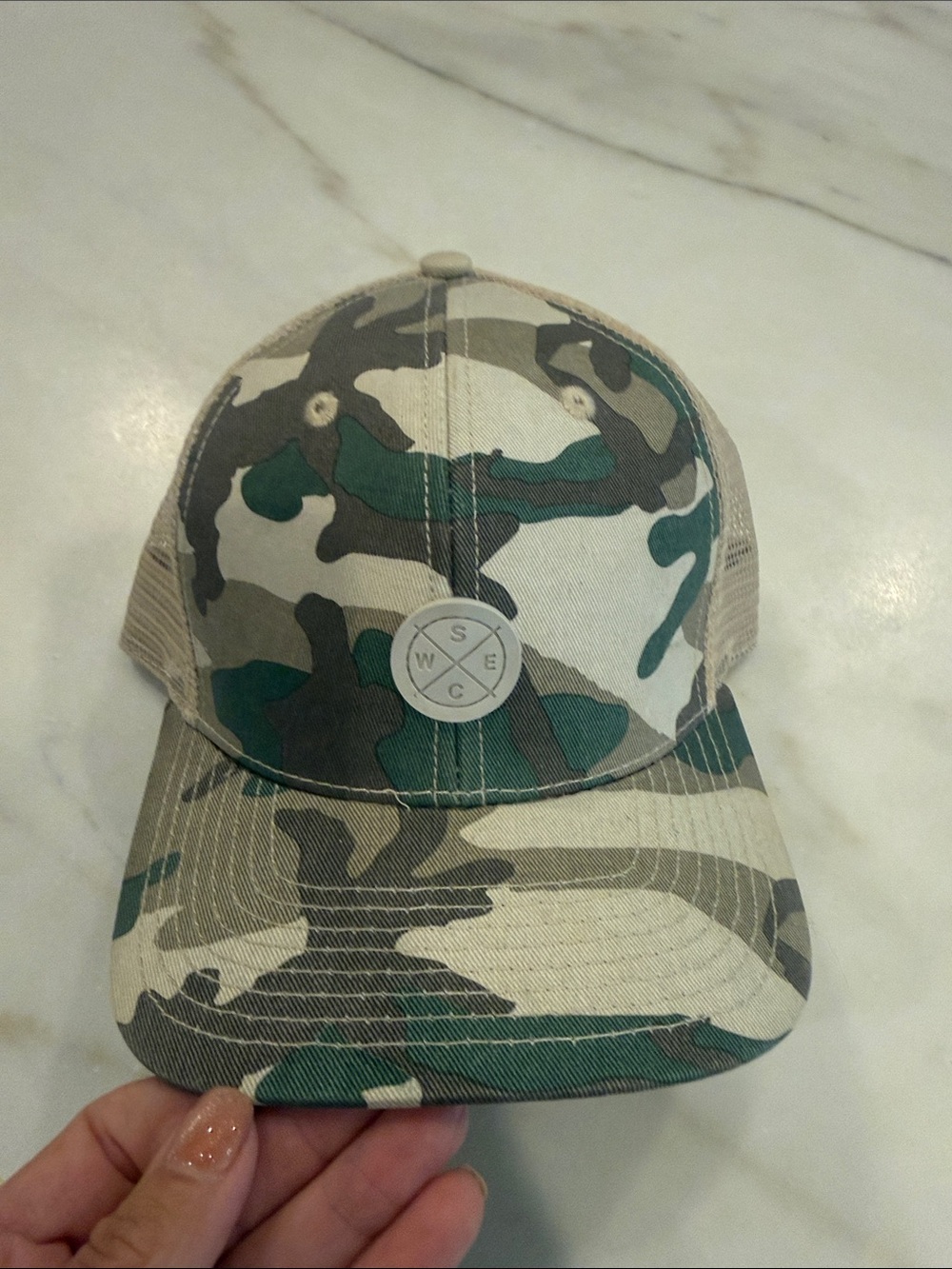 Camo Trucker Hat with Compass Patch by WESC